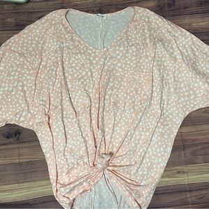 Plus Size! Women's Peach Polka Dot Top